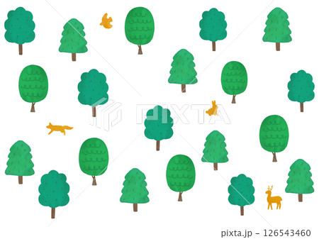 北欧風 森と動物のイラスト背景 北欧風 森と動物のイラスト背景 126543460