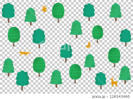 北欧風 森と動物のイラスト背景 北欧風 森と動物のイラスト背景 126543460