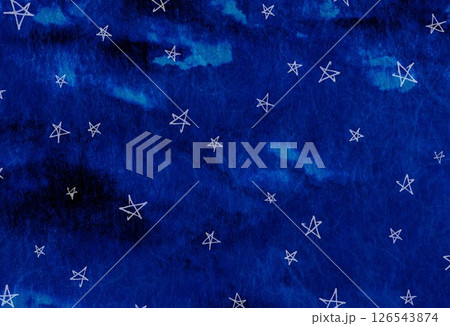 紺色の和紙の背景に手描きの星柄 126543874