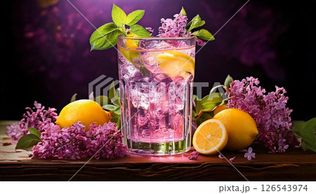 fresh lemonade with ice and mint 126543974