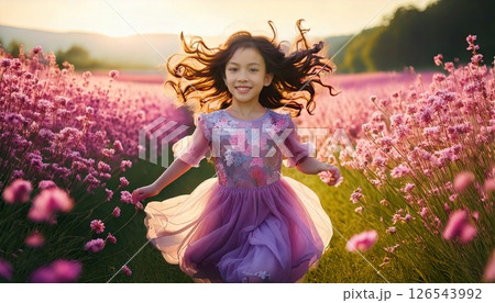 portrait of a beautiful girl in a white dress 126543992