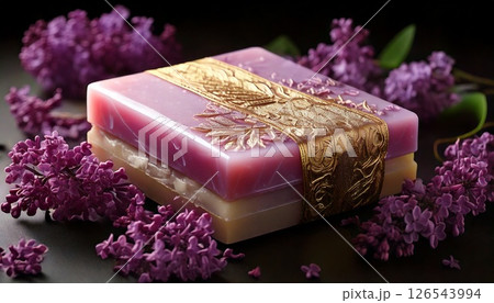 gift box with purple flowers 126543994