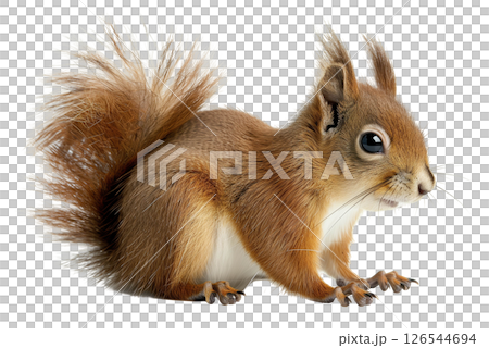 Squirrel isolated on white background png transparent clipart. 126544694