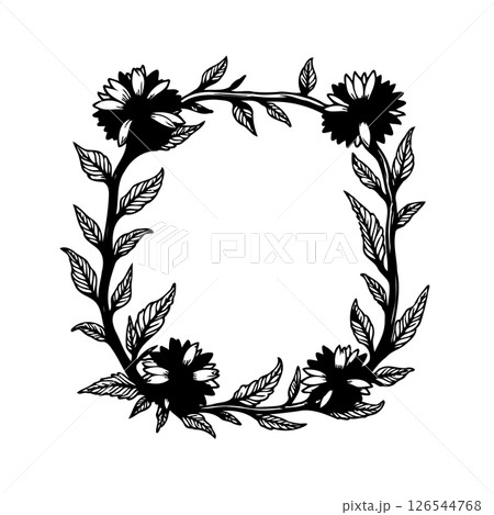Botanical frame featuring dark floral elements, elegant silhouette illustration Botanical frame featuring dark floral elements, elegant silhouette illustration 126544768