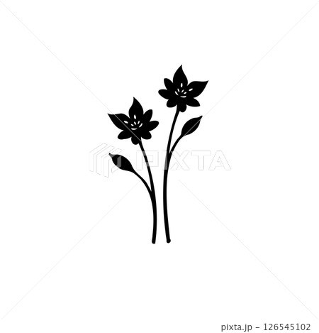 Elegant floral silhouette design with minimalist appeal and detailed blossoms 126545102