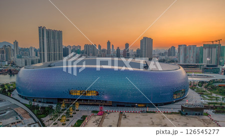 May 12 2025 Modern Sports Arena in Urban Cityscape at Beautiful Sunset 126545277