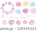 描き水彩風シンプルきれいなあじさいフレームセット 126545323
