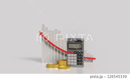 The Calculator and coins for business concept 3d Rendering. The Calculator and coins for business concept 3d Rendering. 126545339