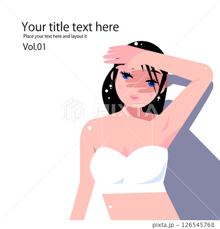 可愛い女性のボデイケアや美容のポーズのベクター画像 126545768