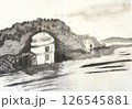 多摩湖　水墨画 126545881