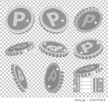 Sparkling silver point coin illustration image material set bulk sale Sparkling silver point coin illustration image material set bulk sale 126545929
