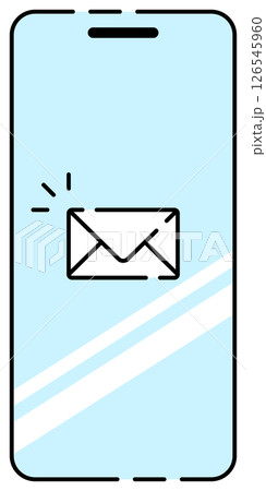 スマホでメールを受信するイメージイラスト おしゃれ 水色 ガラス スマホでメールを受信するイメージイラスト おしゃれ 水色 ガラス 126545960