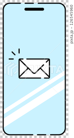 スマホでメールを受信するイメージイラスト おしゃれ 水色 ガラス スマホでメールを受信するイメージイラスト おしゃれ 水色 ガラス 126545960