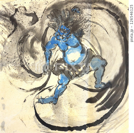 風神　水墨画 126546125