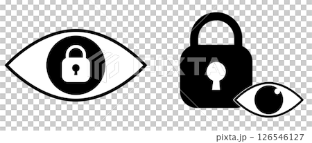 Set of eye and lock icons symbolizing vision... - Stock Illustration ...