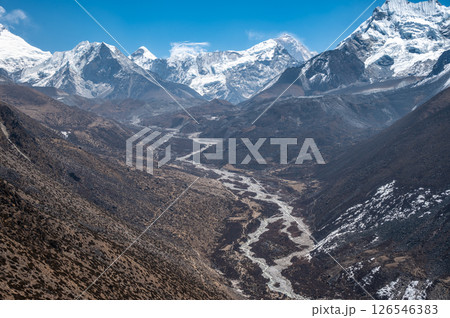 Beautiful view of Imja valley in Sagarmatha national park of Nepal. Beautiful view of Imja valley in Sagarmatha national park of Nepal. 126546383