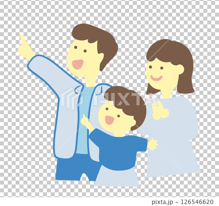平面觸控插圖一家人指著 平面觸控插圖一家人指著 126546620