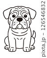 正面を向いてお座りしている土佐犬のイラスト 126546832