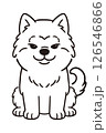 正面を向いてお座りしている秋田犬のイラスト 126546866