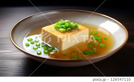小ネギと黄金の出汁に佇む一丁の木綿豆腐3 126547110