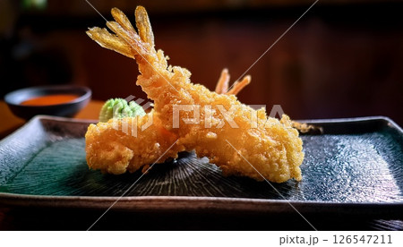 料亭でたべる海老天ぷらのイメージ2 126547211