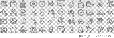 關於加密貨幣的向量單色線圖示集 126547759