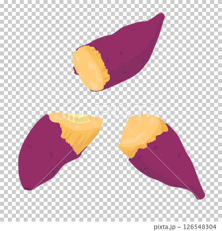 Illustration of a steaming hot roasted sweet potato 126548304