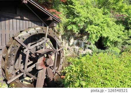 牧水の滝 入口の水車(埼玉県秩父市・羊山公園) 牧水の滝 入口の水車(埼玉県秩父市・羊山公園) 126548521