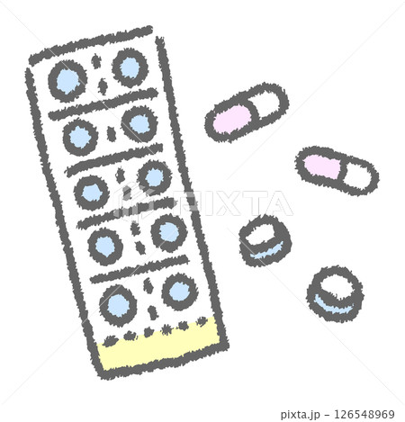 手描き風のかわいい薬のイラスト 手描き風のかわいい薬のイラスト 126548969