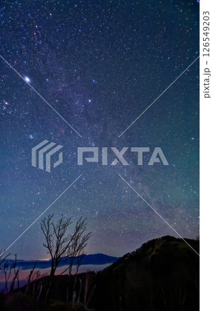 大菩薩峠から見る大菩薩嶺の夜景と星空・天の川・木星 126549203