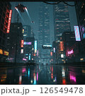 未来都市のサイバーパンクな風景 126549478