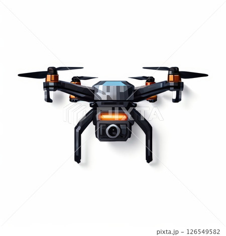 an AI Image Generator, High-Tech Drone with Camera and Red Lights 126549582