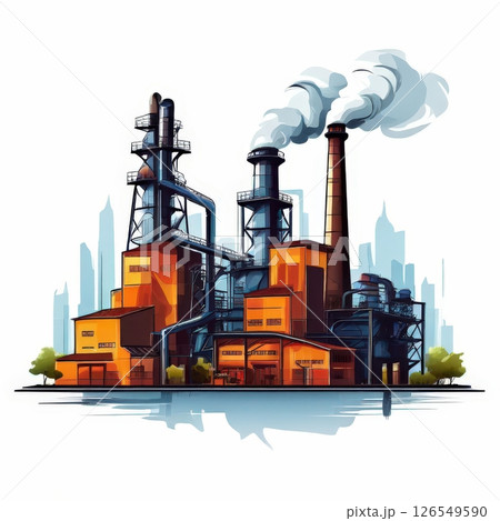 an AI Image Generator, Industrial Factory Illustration Featuring Chimney St 126549590