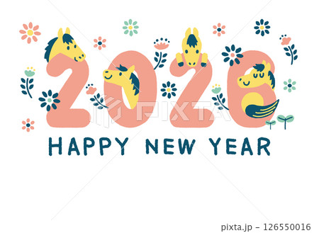 年賀状　2026年　令和八年　午年　馬 　パステル 126550016