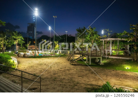 Children Playground in Queen Sirikit park at night, Bangkok Children Playground in Queen Sirikit park at night, Bangkok 126550246