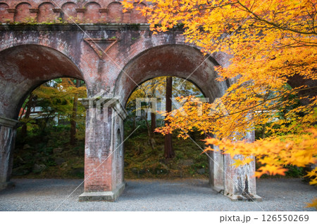 Nanzenji Temple brick aqueduct gate landmark in autumn, Kyoto Nanzenji Temple brick aqueduct gate landmark in autumn, Kyoto 126550269