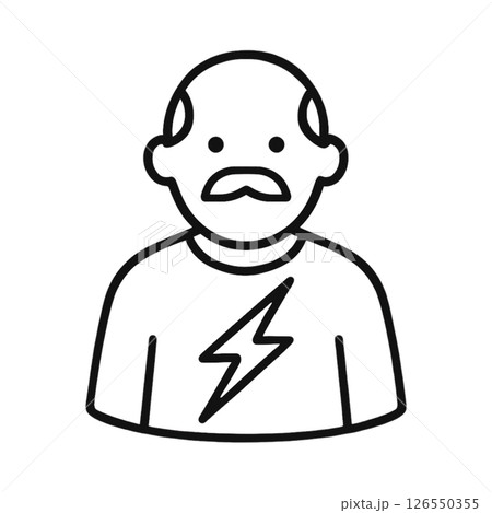 カミナリ親父の線画アイコン、イラスト、素材、資料作り、背景なし 126550355