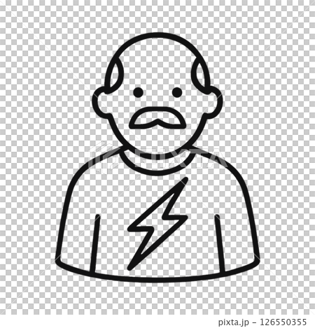 カミナリ親父の線画アイコン、イラスト、素材、資料作り、背景なし 126550355
