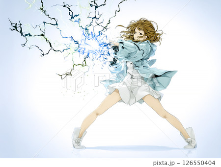 稲妻を放つ電気の妖精のイラスト素材 126550404