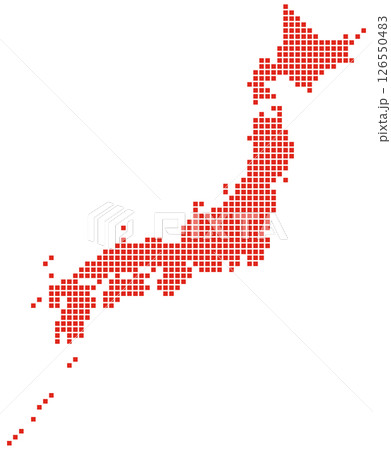 日本地図　ドット構成　四角 126550483