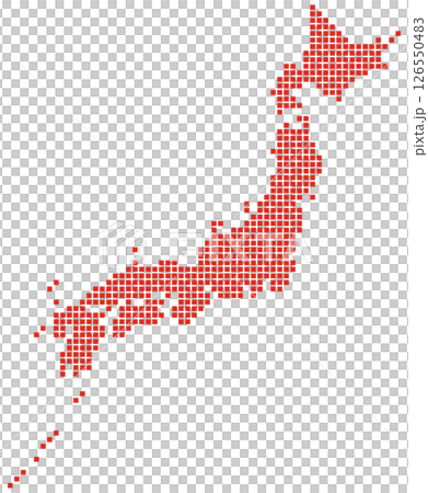 日本地図　ドット構成　四角 126550483