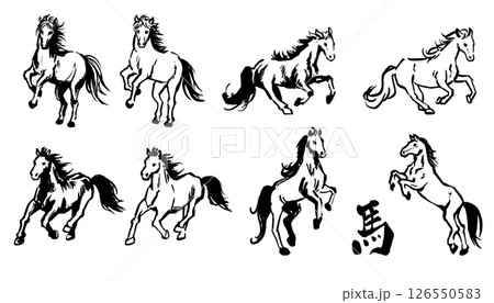 筆で描いた馬 筆で描いた馬 126550583