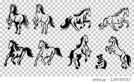 筆で描いた馬 筆で描いた馬 126550583
