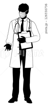 Doctor Man and Clipboard Medical Silhouette Person 126550736