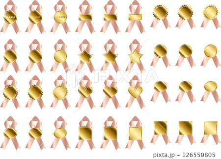 ラベル、リボン、8桃金 ラベル、リボン、8桃金 126550805