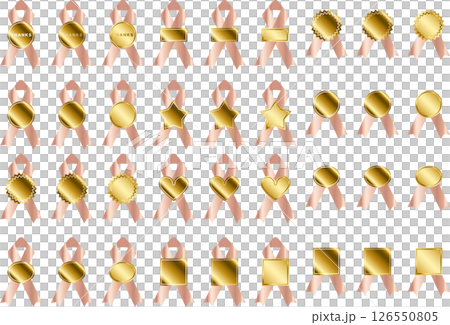 ラベル、リボン、8桃金 ラベル、リボン、8桃金 126550805