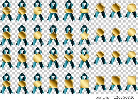 ラベル、リボン、16青緑 ラベル、リボン、16青緑 126550810