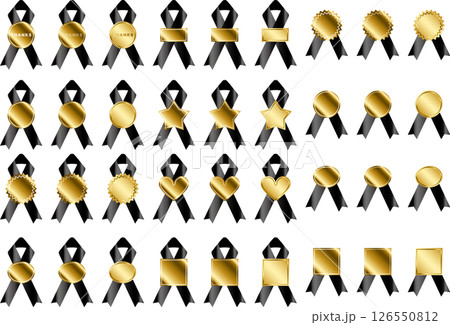 ラベル、リボン、19黒 ラベル、リボン、19黒 126550812