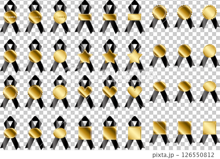 ラベル、リボン、19黒 ラベル、リボン、19黒 126550812