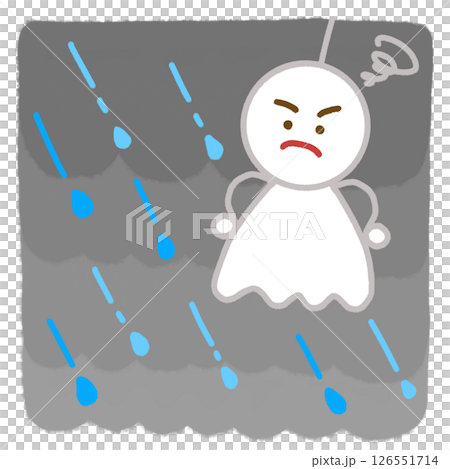 Illustration of a Teru Teru Bouzu getting angry in the rain Illustration of a Teru Teru Bouzu getting angry in the rain 126551714